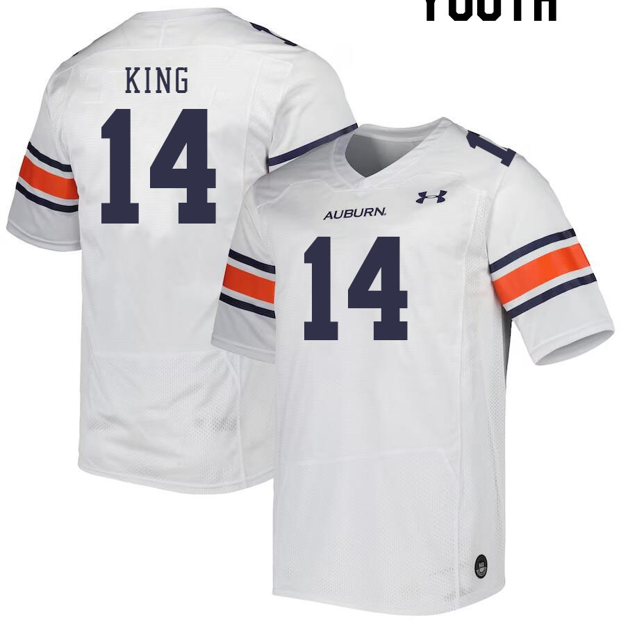 Youth #14 Landen King Auburn Tigers College Football Jerseys Stitched-White